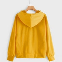 Ханас оглавява женската модна ежедневна печат с качулка суичър разхлабени спортни върхове пуловер жълто xxl