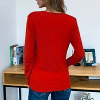 YUBATUO Дамски пуловери Женски есенни бутон Сълтен цвят с дълъг ръкав Кардиган Женски плетен кардиган пуловери за жени Червено