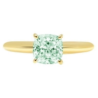 1,5ct възглавница отрязани зелени симулирани диаманти 14k жълто злато годишнина годежен пръстен Размер 9.75