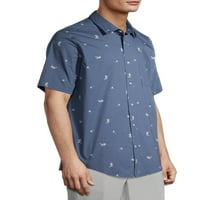 Мъжка риза с къс ръкав тропически принт