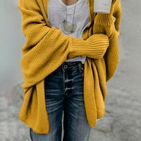 Пуловери за жени за жени плюс размер нов райета цветен блок с дълъг ръкав ежедневен плетен пистолет с джобно палто топ кардиган